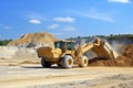 Machinery yellow machine heavy construction industrial equipment vehicle loader bulldozer quarry Royalty Free Stock Photo