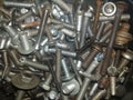 Bucket of misc nuts bolts and screws Royalty Free Stock Photo
