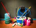 bucket with mop,Cleaning Equipment,Office cleaning service,Copy space