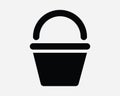 Bucket Pail Icon. Pot Water Container Trashcan Trash Garbage Can Bin Clean Wash Black White Sign Symbol EPS Vector