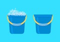 Bucket. Plastic bucket. Lather. Cleaning the house. Vector illustration