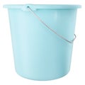 Bucket in plastic light blue isolated on white background with clipping path. Household object for cleaning. Useful item for Royalty Free Stock Photo