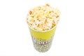 Bucket with pop corn. Isolated with clipping path Royalty Free Stock Photo