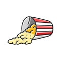 bucket popcorn striped box color icon vector illustration