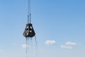 Bucket of the river crane during operation Royalty Free Stock Photo