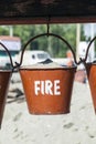 Bucket with sand in a petrol station for fire fighting Royalty Free Stock Photo