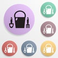 Bucket, scapula, badge color set icon. Simple glyph, flat vector of toys icons for ui and ux, website or mobile application