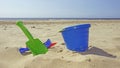 Bucket and shovel on the beach