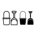 Bucket and shovel line and glyph icon. Beach toys vector illustration isolated on white. Sand bucket and shovel outline Royalty Free Stock Photo