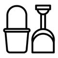Bucket and shovel line icon. Beach toys vector illustration isolated on white. Sand bucket and shovel outline style Royalty Free Stock Photo
