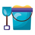 bucket shovel sand white background Royalty Free Stock Photo