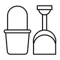 Bucket and shovel thin line icon. Beach toys vector illustration isolated on white. Sand bucket and shovel outline style Royalty Free Stock Photo