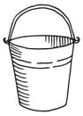 Bucket sketch. Gardening water container black doodle