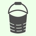 Bucket solid icon. Building or domestic bucketful glyph style pictogram on white background. Housework and garden