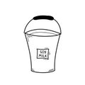 A bucket of soy milk in doodle style. Hand drawn barrel of soy drink. A can. Vector illustration isolated on white Royalty Free Stock Photo