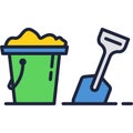 Bucket and spade icon sand beach toy vector Royalty Free Stock Photo