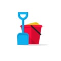 Bucket and spade with sand vector illustration