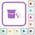 Bucket and sponge simple icons