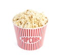 Bucket of tasty pop corn isolated Royalty Free Stock Photo