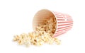 Bucket of tasty pop corn isolated Royalty Free Stock Photo