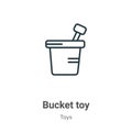 Bucket toy outline vector icon. Thin line black bucket toy icon, flat vector simple element illustration from editable toys Royalty Free Stock Photo