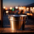 Bucket , traditional metal container to store and transport liquid