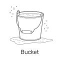 Bucket for washing and cleaning linear design illustration.