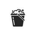 Bucket of water icon vector isolated, pail or bucketful with foam and bubbles symbol clipart Royalty Free Stock Photo