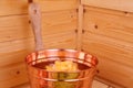 Bucket with water in sauna Royalty Free Stock Photo