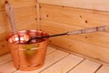 Bucket with water in sauna Royalty Free Stock Photo