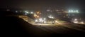 bucket-wheel excavators at night in open-cast coal mining hambach germany Royalty Free Stock Photo