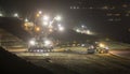 bucket-wheel excavators at night in open-cast coal mining hambach germany Royalty Free Stock Photo