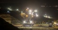 bucket-wheel excavators at night in open-cast coal mining hambach germany Royalty Free Stock Photo