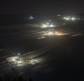 bucket-wheel excavators at night in open-cast coal mining hambach germany Royalty Free Stock Photo