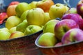 Buckets of apples on display Royalty Free Stock Photo