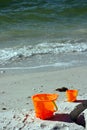 Buckets on a beach Royalty Free Stock Photo