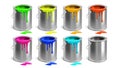 Buckets Multicolored Paint And Empty Set Vector Royalty Free Stock Photo