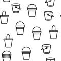 Buckets, Pails Vector Seamless Pattern