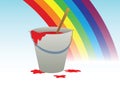 Buckets with paint and rainbow Royalty Free Stock Photo