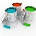 Buckets with a paint and rollers Royalty Free Stock Photo