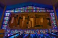 Buckfast Abbey Stained glass windows reflection Royalty Free Stock Photo