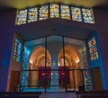 Buckfast Abbey Stained glass windows reflection