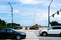 Buckingham Foundation Chicago framed by cars on the road on a summers day Royalty Free Stock Photo