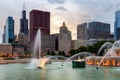 Buckingham fountain and Chicago downtown Royalty Free Stock Photo