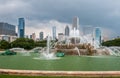 Buckingham Memorial Fountain in the center of Grant Park in Chicago downtown, USA Royalty Free Stock Photo