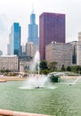 Buckingham Memorial Fountain with skyscrapers in background in Chicago Grant Park, USA Royalty Free Stock Photo