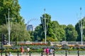 Traditional Buildings and Palace of Westminster in London on a Sunny Summer Day Royalty Free Stock Photo