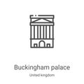 buckingham palace icon vector from united kingdom collection. Thin line buckingham palace outline icon vector illustration. Linear Royalty Free Stock Photo