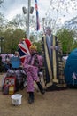 BUCKINGHAM PALACE, LONDON - 4 May 2023: Royalist outside Buckingham Palace ahead of the Coronation of King Charles III