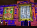 Buckingham Palace projection of portraits Royalty Free Stock Photo